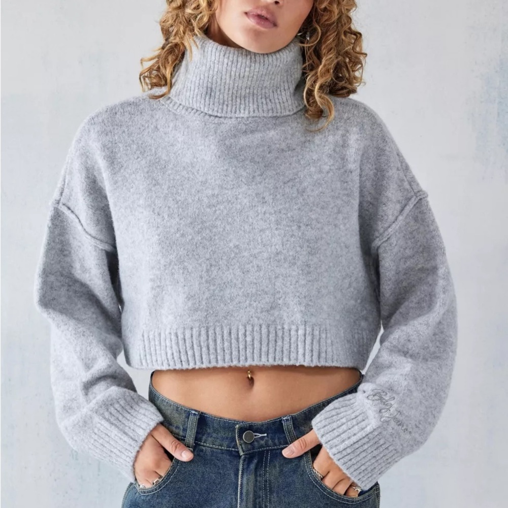 Cropped Roll Neck Sweater